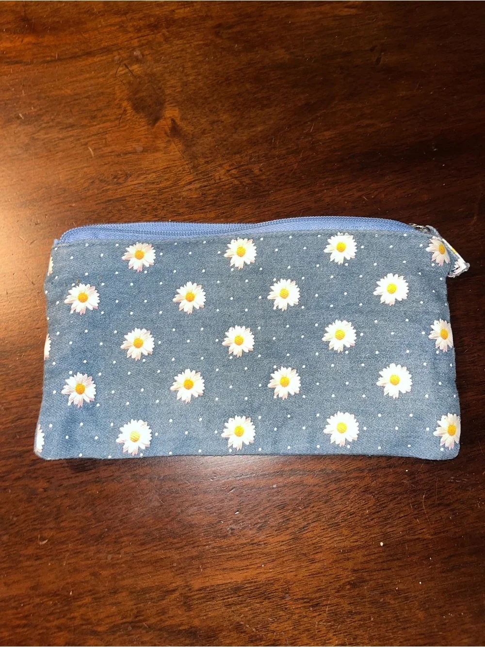 Claire's Blue Daisy Print Zipper Pouch